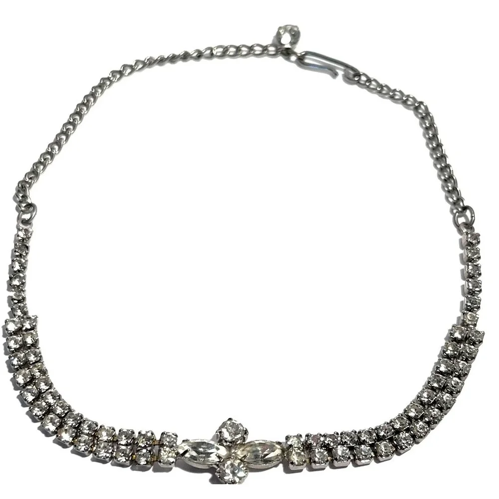 Vintage Rhinestone Necklace Choker Costume Jewelry Crystal Child Size 14 Inch